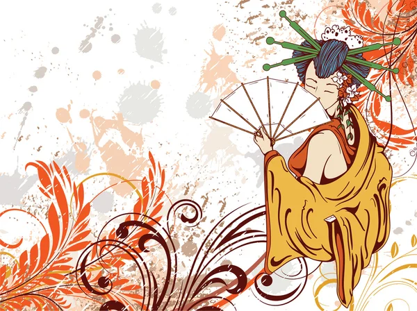 Гранж-цветочный фон Японии — стоковый вектор