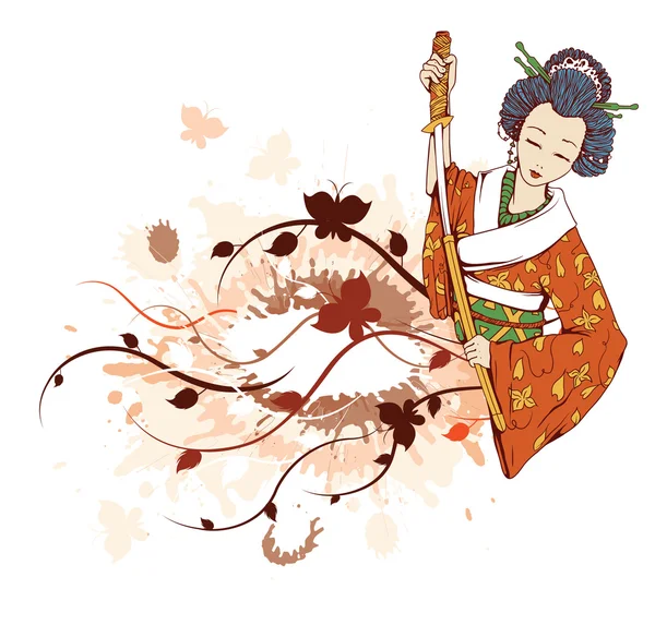 Гранж-цветочный фон Японии — стоковый вектор