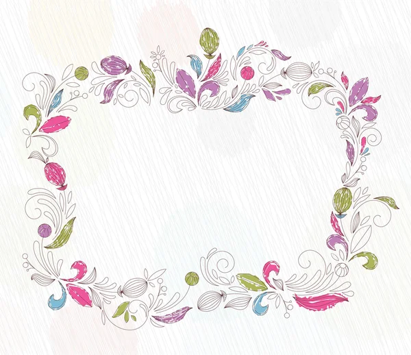 Doodles floral frame — Stock Vector