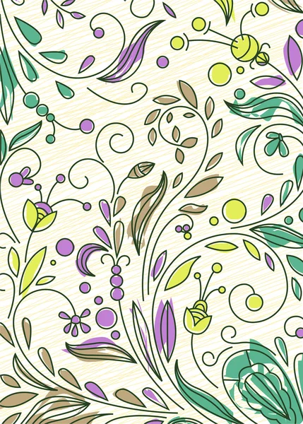 Doodles fondo floral — Vector de stock