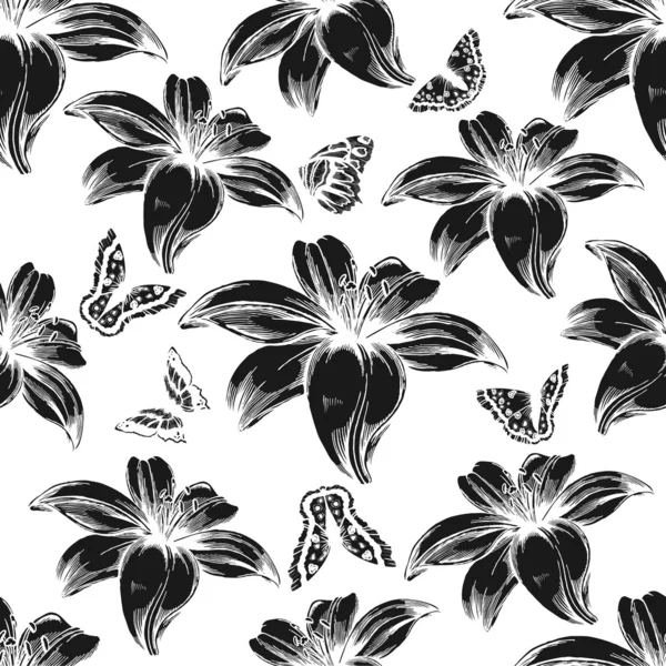 ビンテージの花柄のパターン — ストックベクタ