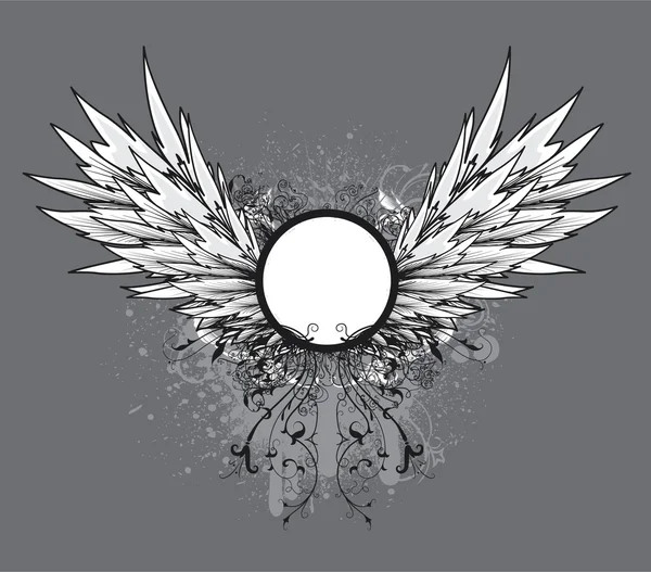 Grunge emblema vintage con alas Gráficos vectoriales
