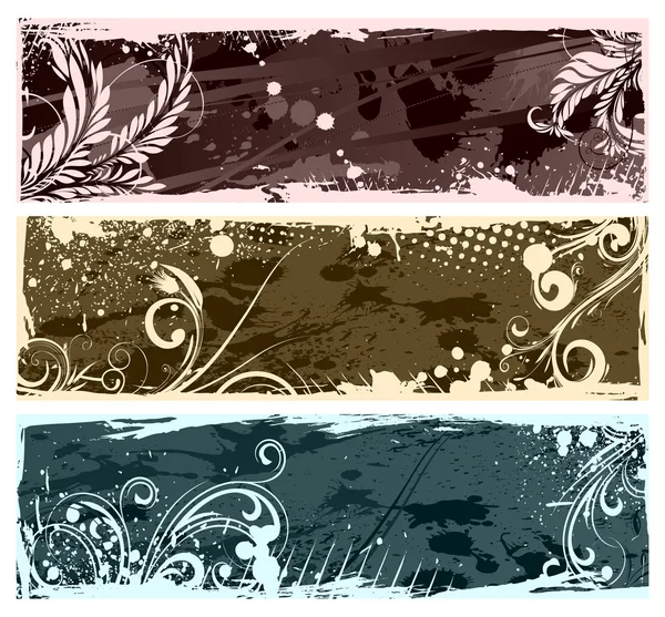 Набор винтажных цветочных баннеров — стоковый вектор