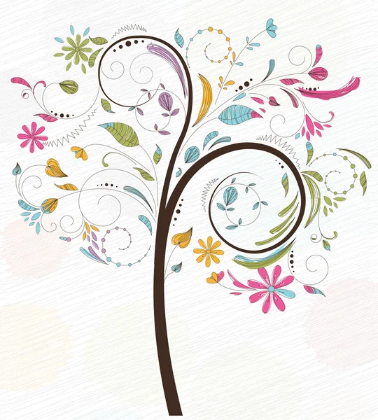 Fondo de Doodles con árbol colorido — Archivo Imágenes Vectoriales