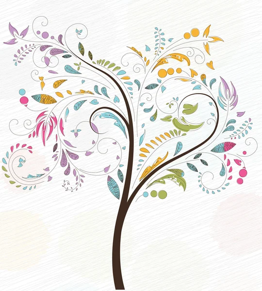 Fond de caniches avec arbre coloré — Image vectorielle