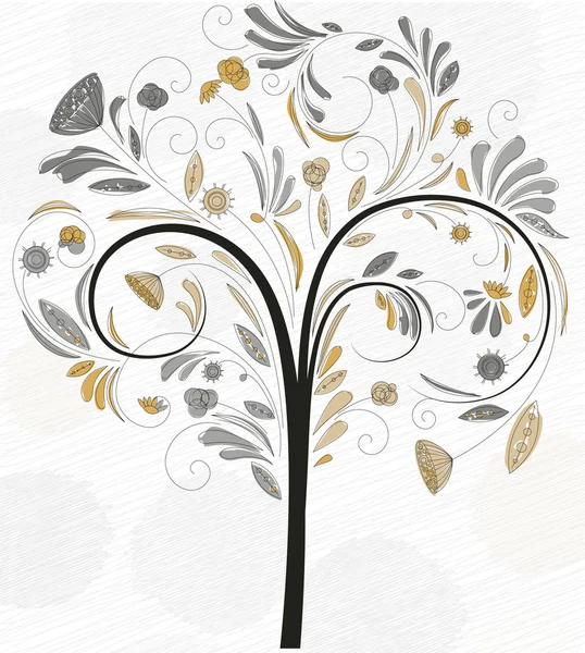 Doodles sfondo con albero colorato — Vettoriale Stock