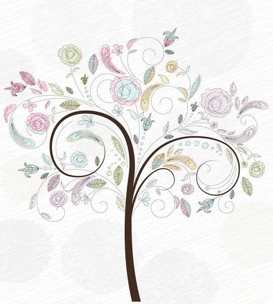 Fond de caniches avec arbre coloré — Image vectorielle