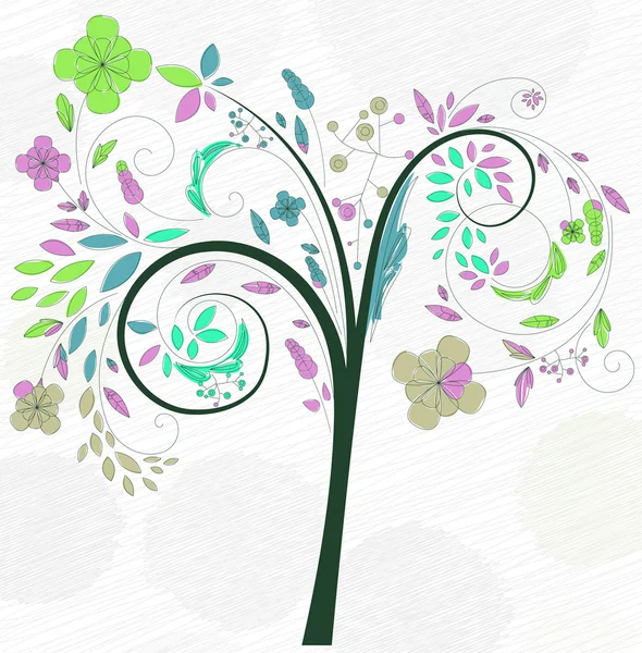 Doodles bakgrund med färgglada träd — Stock vektor