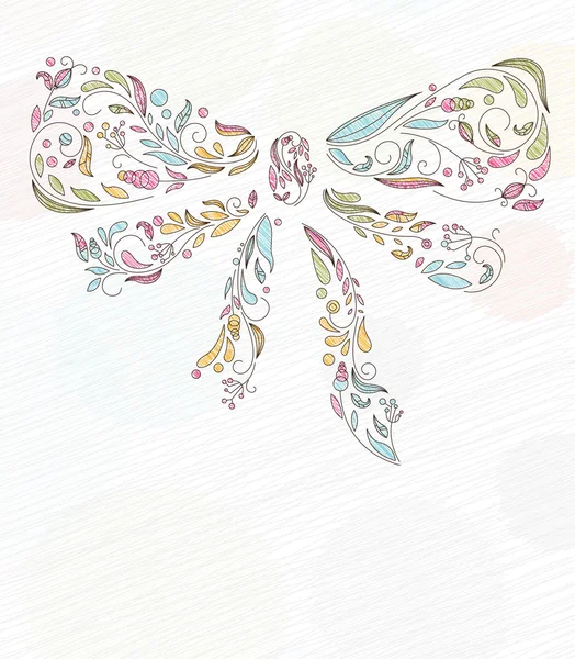 Doodles fundo com arco feito de floral — Vetor de Stock