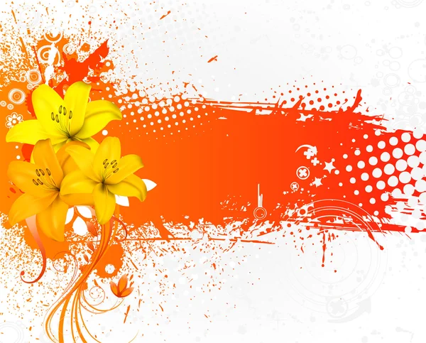 グランジ カラフルな花の背景 — ストックベクタ