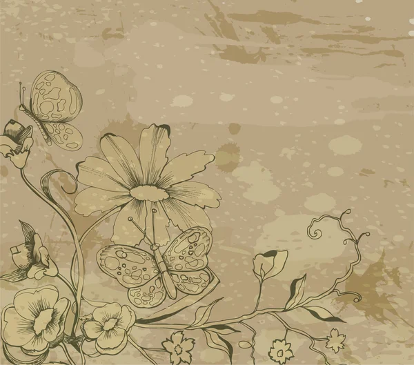 Retro grunge floral achtergrond — Stockvector