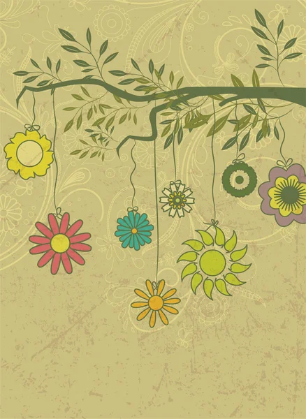 Retro grunge floral bakgrund — Stock vektor