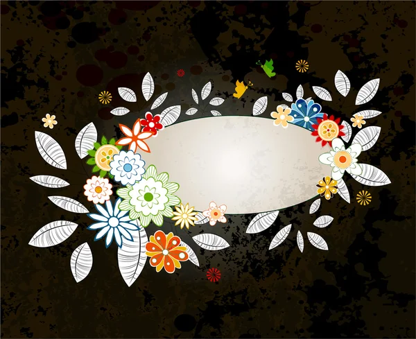 Grunge floral frame — Stock Vector
