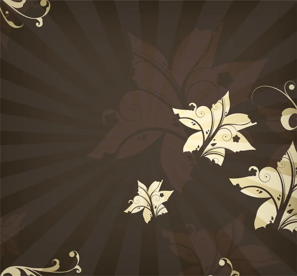 Floral avec fond de rayons — Image vectorielle