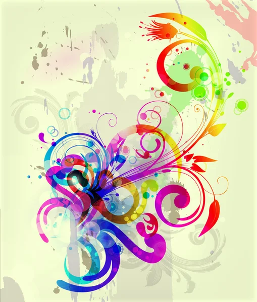 Floral coloré avec fond grunge — Image vectorielle