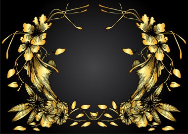 Vintage altın çerçeve çiçek