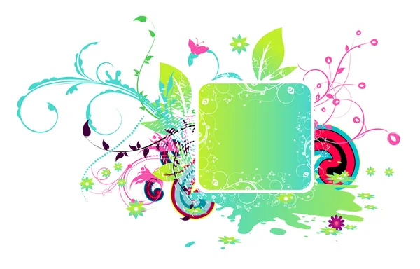 Kleurrijke abstract floral frame — Stockvector