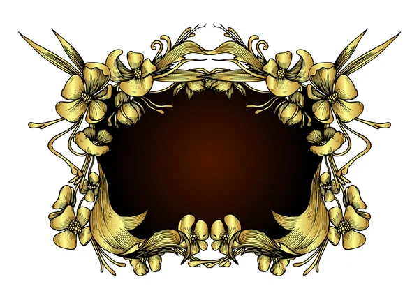 Cadre floral en or vintage — Image vectorielle