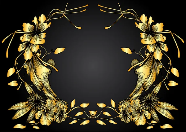 Vintage gold floral frame — Stock Vector