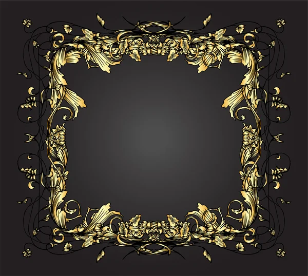 Vintage gold floral frame — Stock Vector