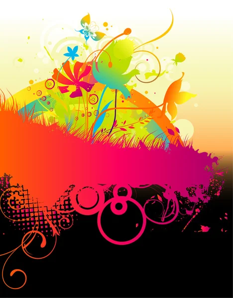 Fond floral grunge coloré — Image vectorielle