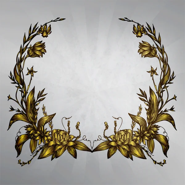 Marco floral dorado — Archivo Imágenes Vectoriales