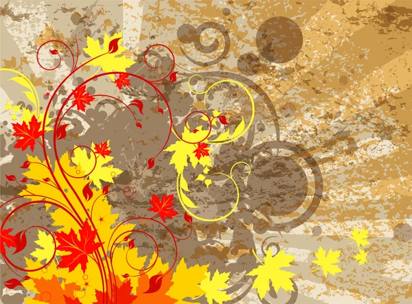 Grunge 秋季花卉背景 — 图库矢量图片