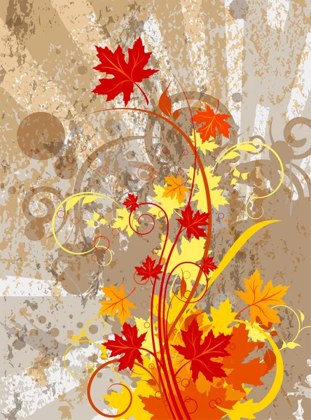 Grunge otoño fondo floral — Vector de stock