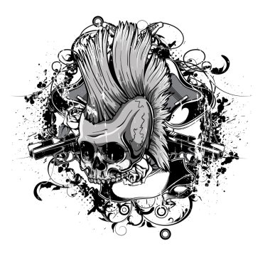 Skull with grunge clipart