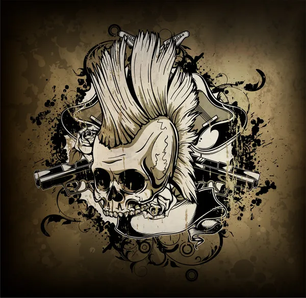 Cráneo con grunge — Archivo Imágenes Vectoriales