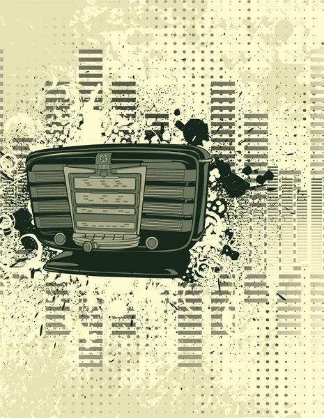Staré rádio s pozadím grunge — Stockový vektor