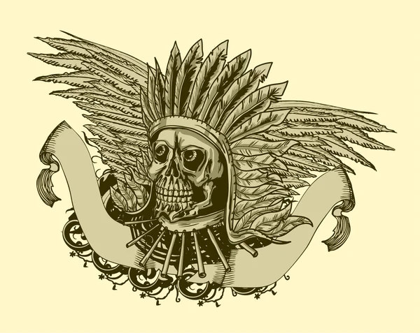 Design tricou vintage cu craniu — Vector de stoc