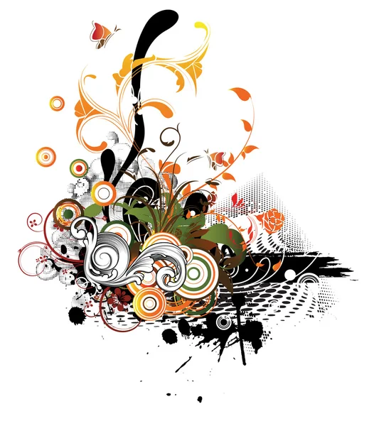 Demi-teinte avec floral — Image vectorielle