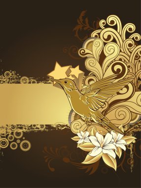 Hummingbird with floral background clipart