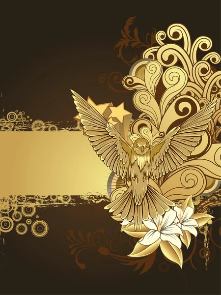 Colibri avec fond floral — Image vectorielle
