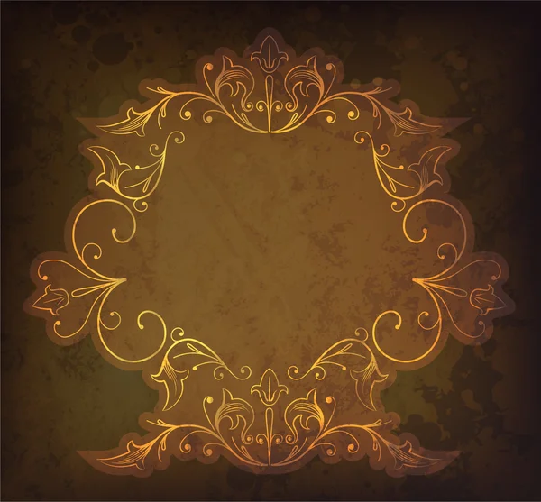 Grunge doré cadre floral — Image vectorielle