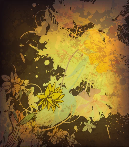 ग्रंज फूल पृष्ठभूमि — स्टॉक वेक्टर
