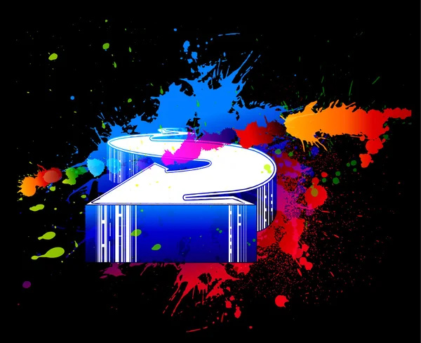 Splatter colorido com seta 3d — Vetor de Stock