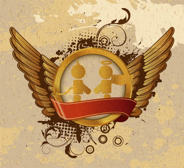Emblema de San Valentín de oro vintage — Vector de stock
