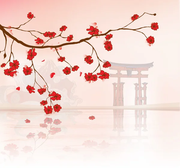 日本の花の背景 — ストックベクタ