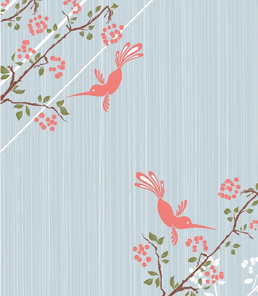 Винтажный цветочный фон с птицами — стоковый вектор
