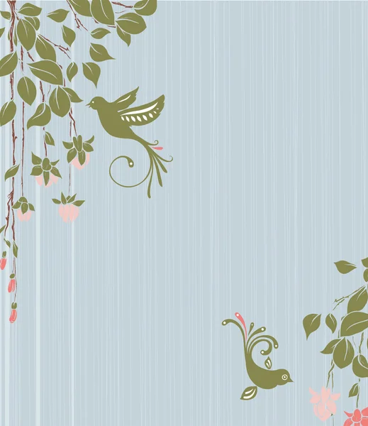 Vintage floral achtergrond met vogels — Stockvector