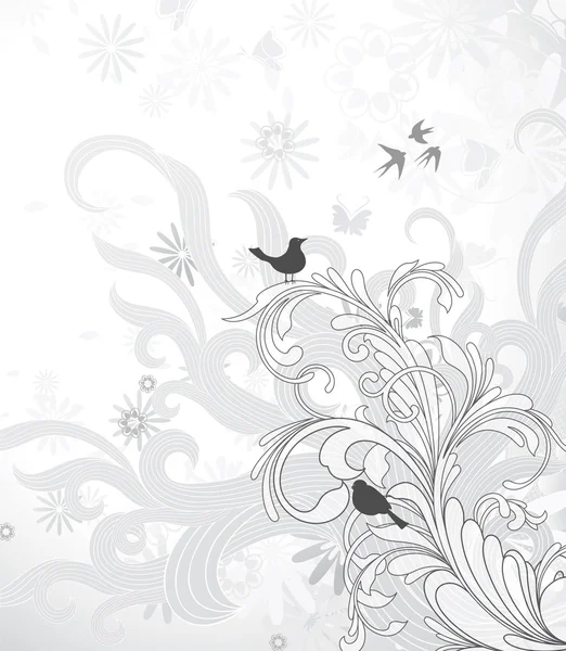 Vintage floral background with birds — Stock Vector