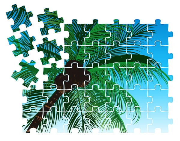Summer puzzle with palm trees — Stock Vector