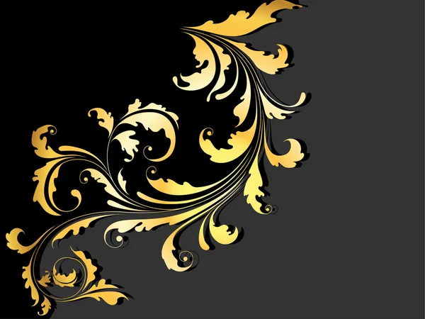 ゴールド ビンテージ花の背景 — ストックベクタ