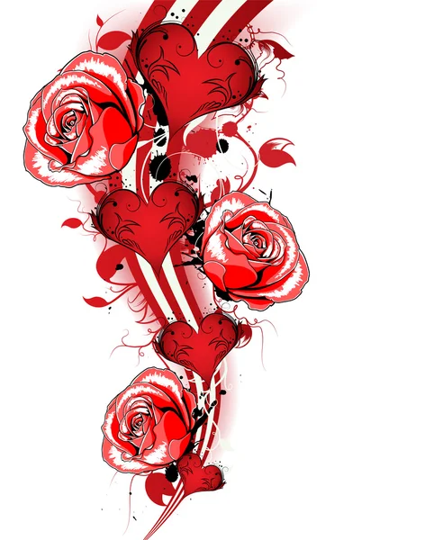 Fondo de San Valentín con rosas — Vector de stock