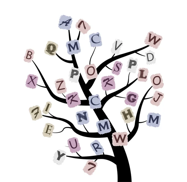 Abstrakter Baum mit Buchstaben — Stockvektor