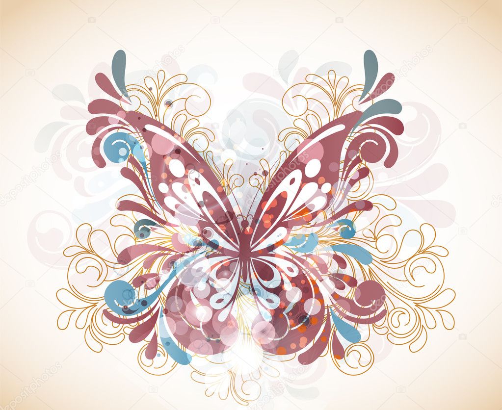Abstract butterfly with swirls