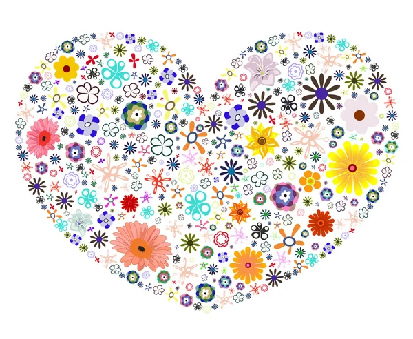 Çiçeklerden yapılan kalp — Stok Vektör