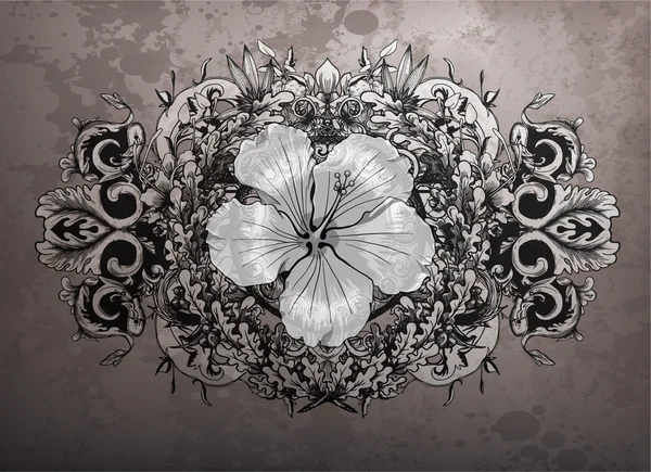 Grunge ilustración floral — Archivo Imágenes Vectoriales